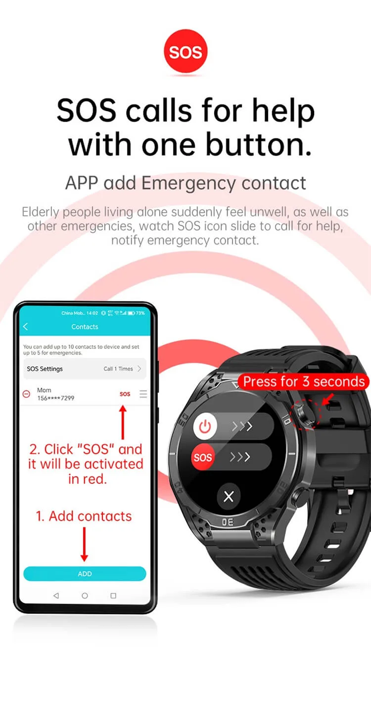 One-button SOS emergency call on the REXQU Nexora