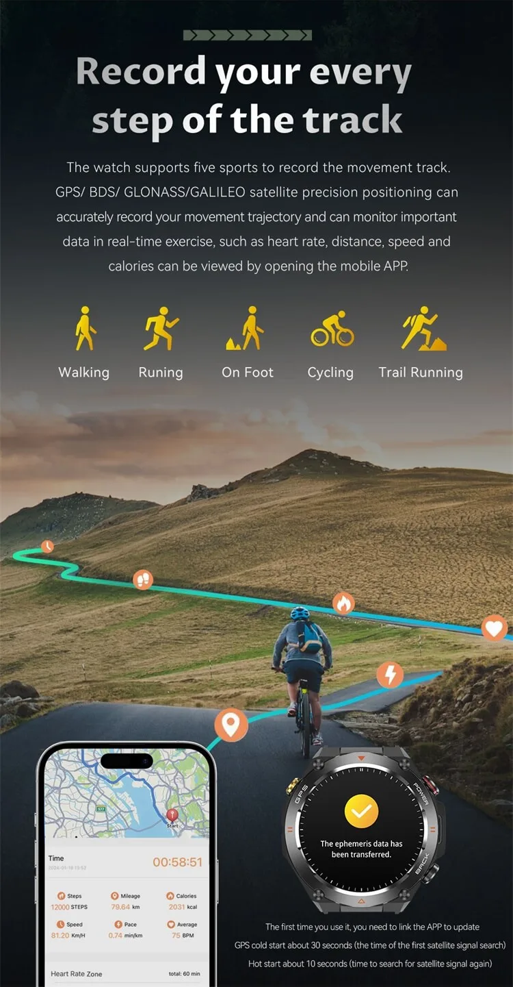 REXQU Adventurer recording a GPS movement track