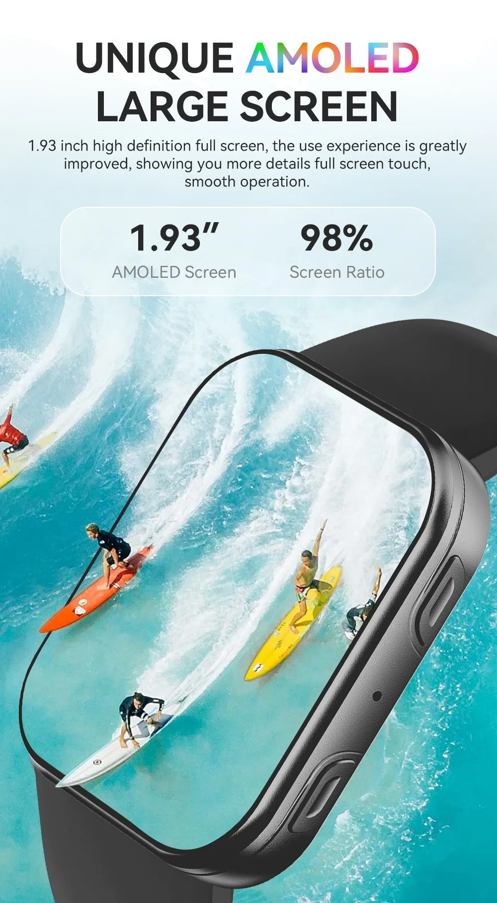 REXQU OmniTrack 1.93 inch AMOLED display in bright sunlight