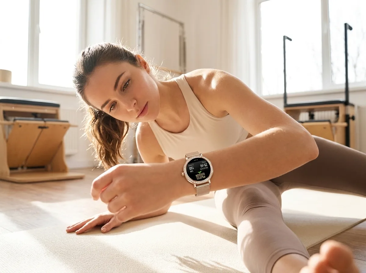 Woman at pilates with REXQU AuraSense