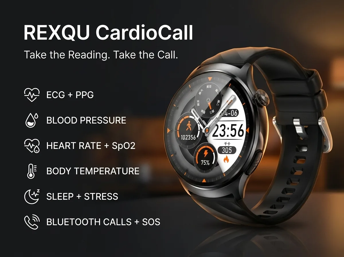 REXQU CardioCall ECG smartwatch with Bluetooth calling