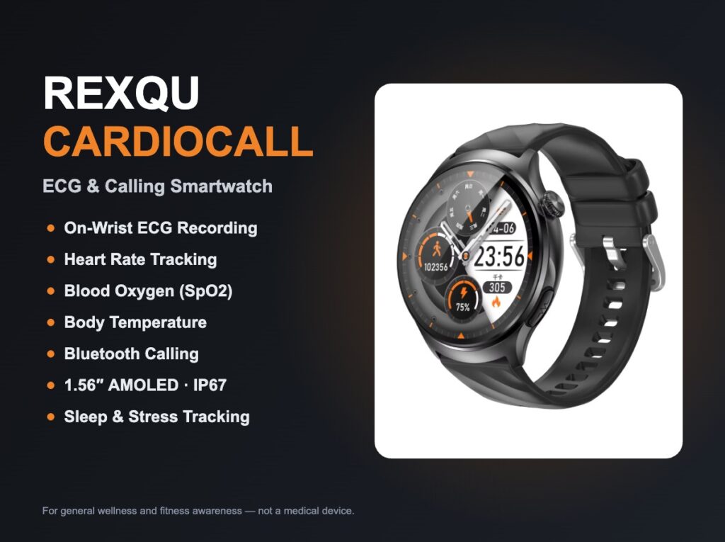 ECG smartwatch with Bluetooth calling, the REXQU CardioCall