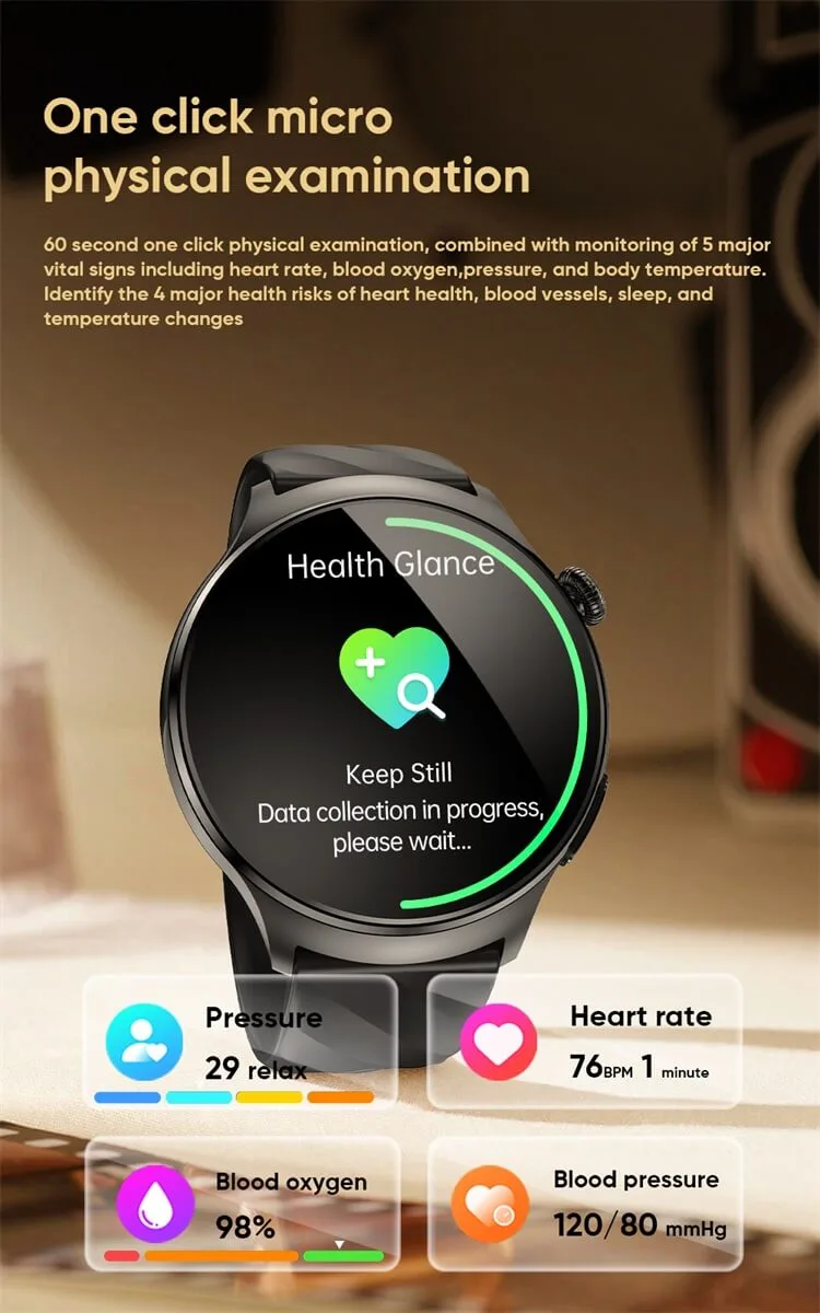REXQU CardioCall one-click micro physical exam with blood pressure, heart rate, SpO2 and stress