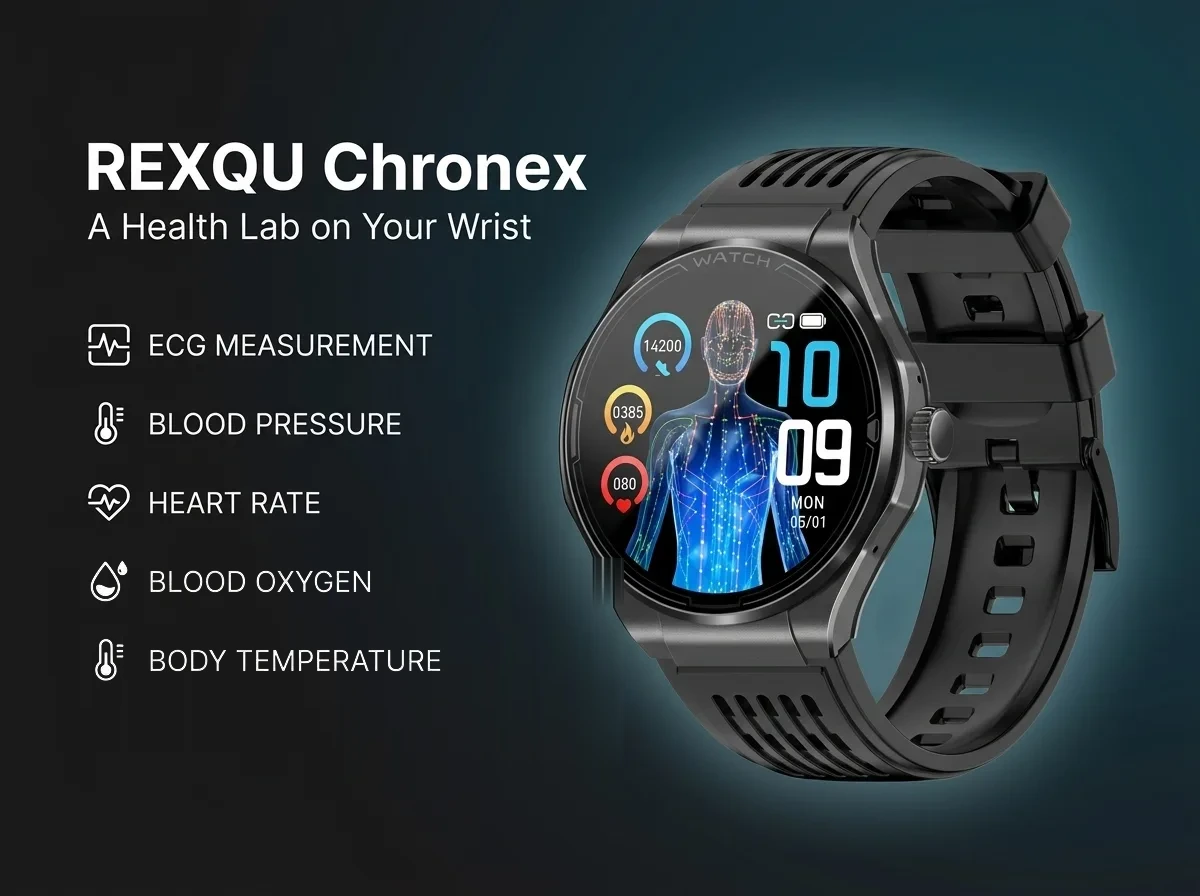 REXQU Chronex health smartwatch — ECG, blood pressure and SOS calls
