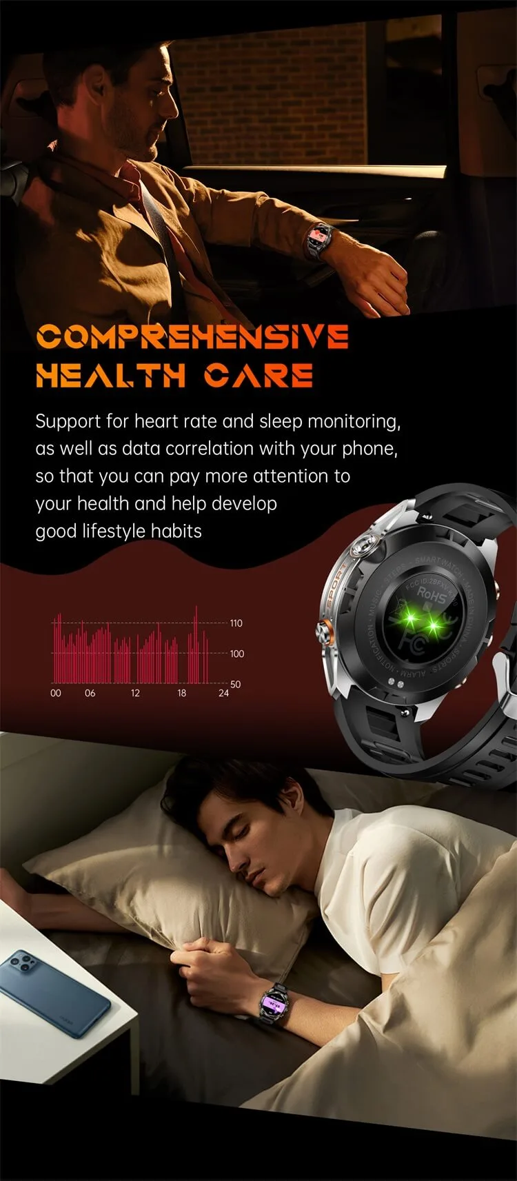 REXQU FlareTrail 24/7 heart-rate and sleep monitoring