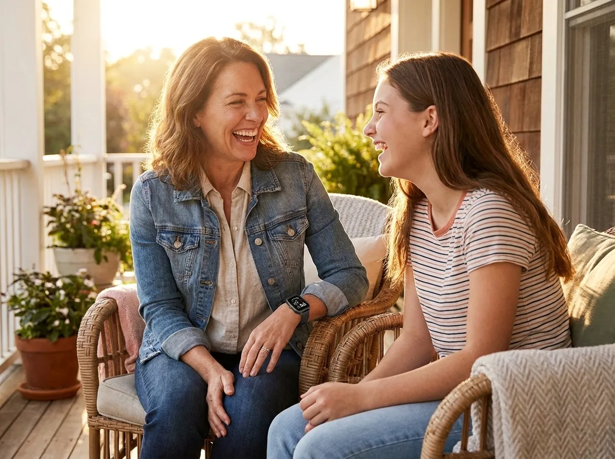 Happy REXQU Flow owner with her daughter on the porch