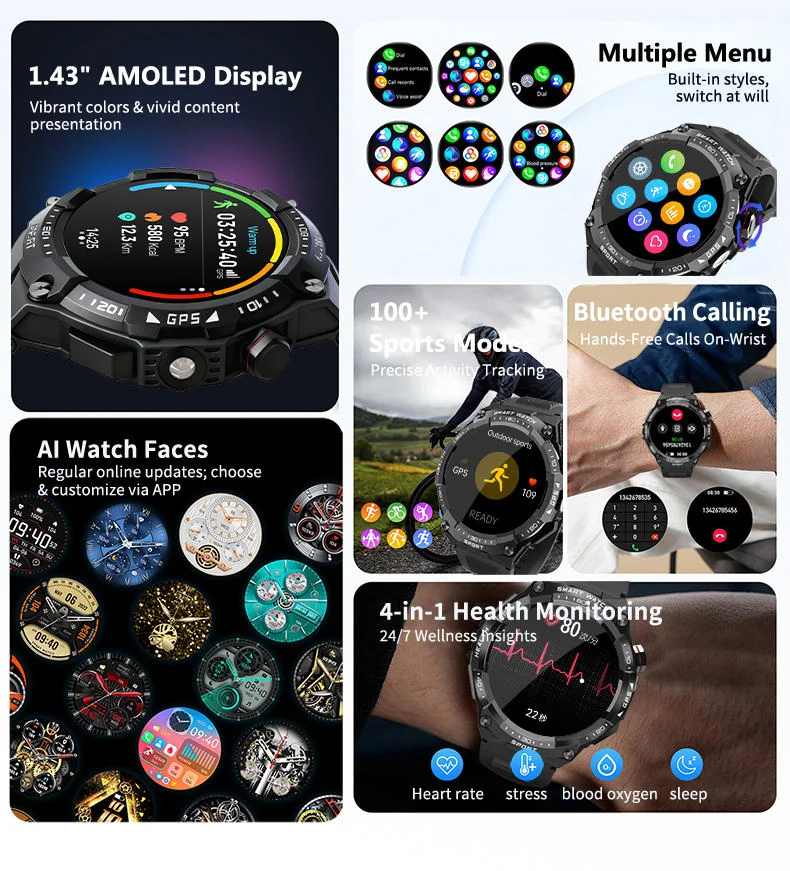 REXQU Healout 100+ sports modes and 1.43-inch AMOLED features