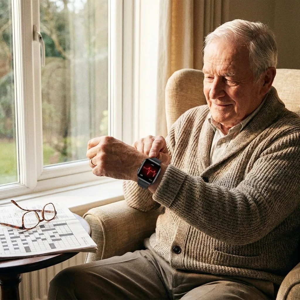 HealthLink customer recording an ECG at home