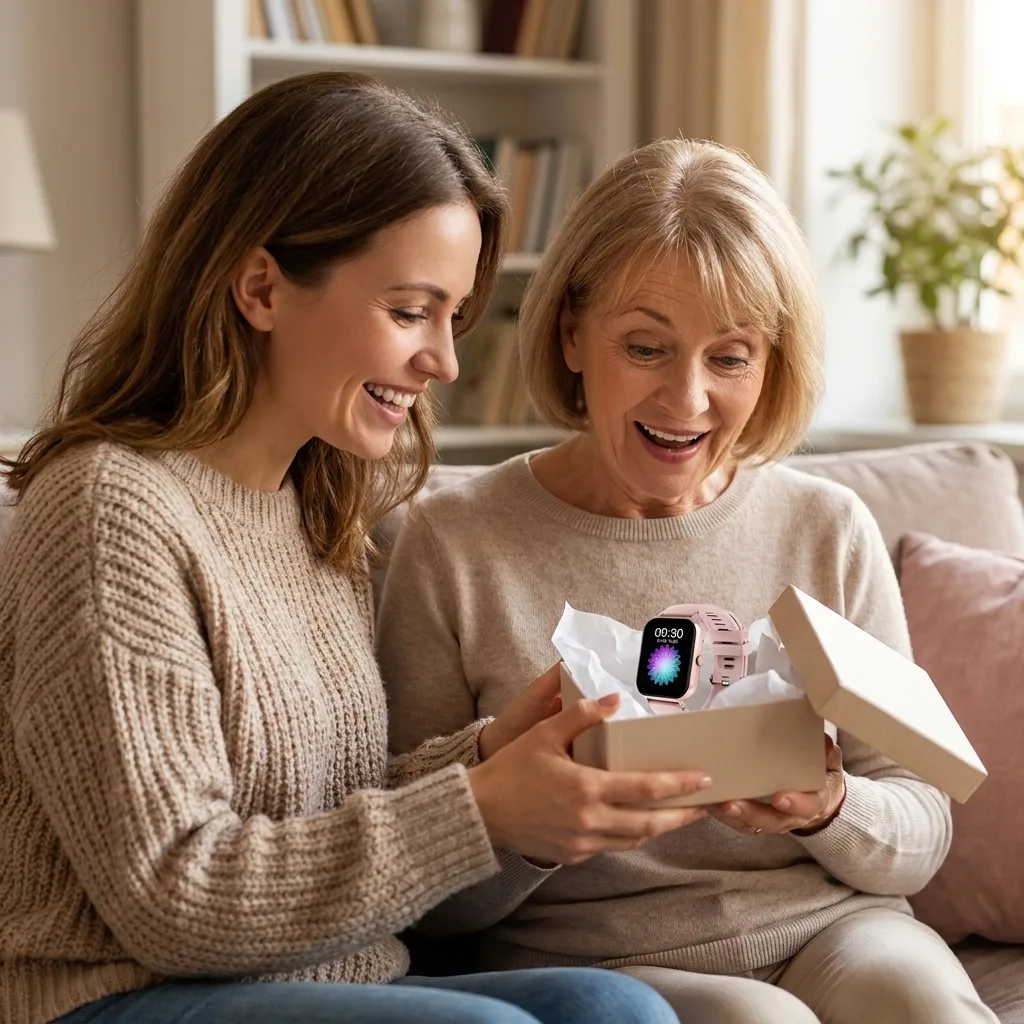 REXQU VitaSync as a gift — daughter giving the watch to her mother