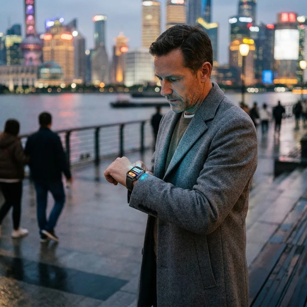 AetherX customer on an evening city walk