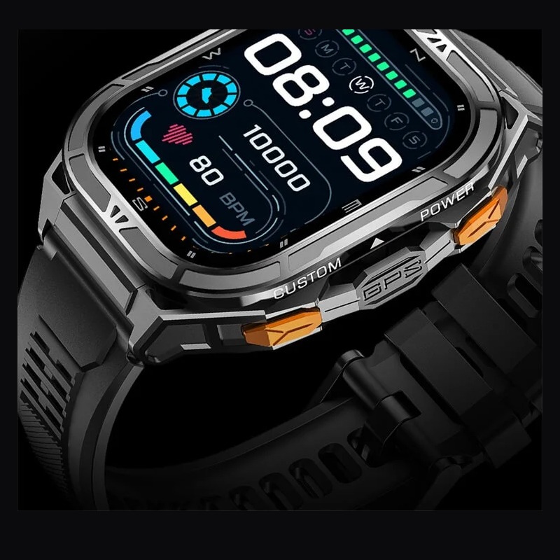 REXQU Horizon GPS smartwatch with large AMOLED, compass and long battery