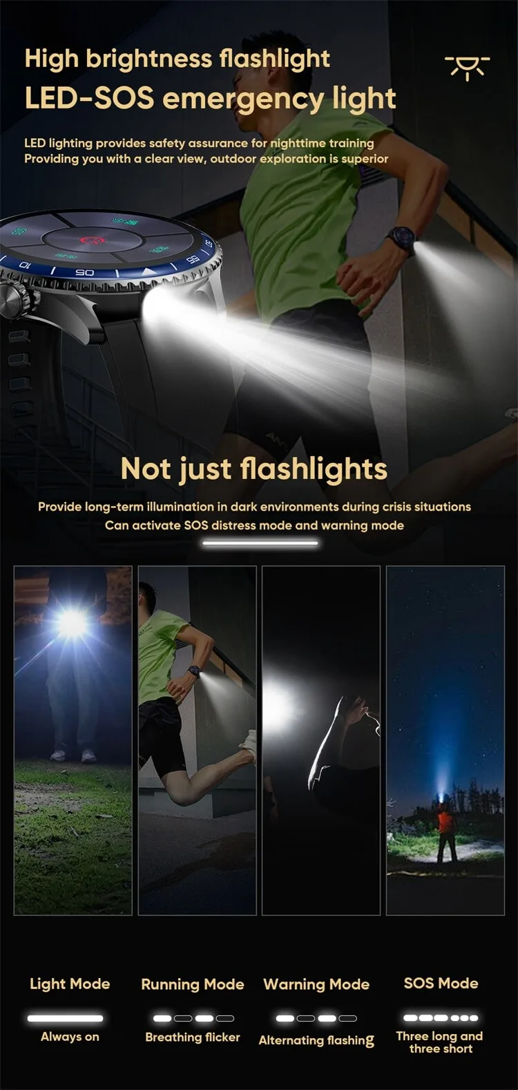 REXQU Infinity Pro LED flashlight lighting a dark path