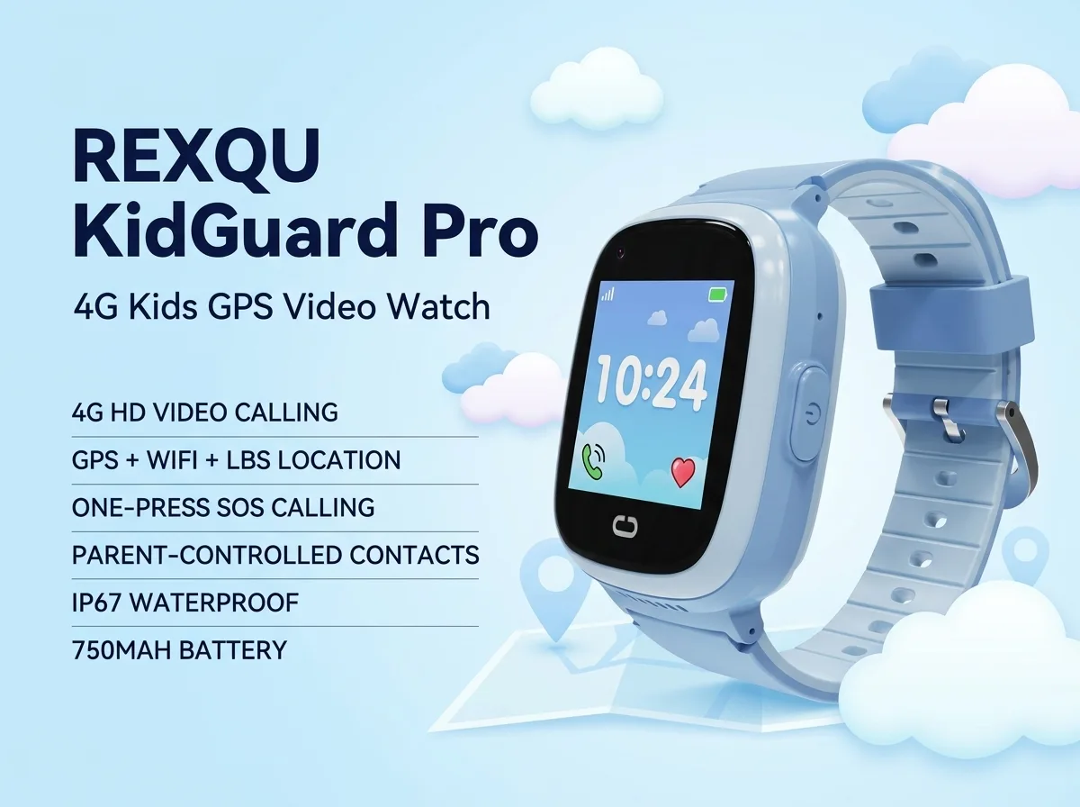 REXQU KidGuard Pro kids 4G GPS smartwatch with video calling, live location and SOS