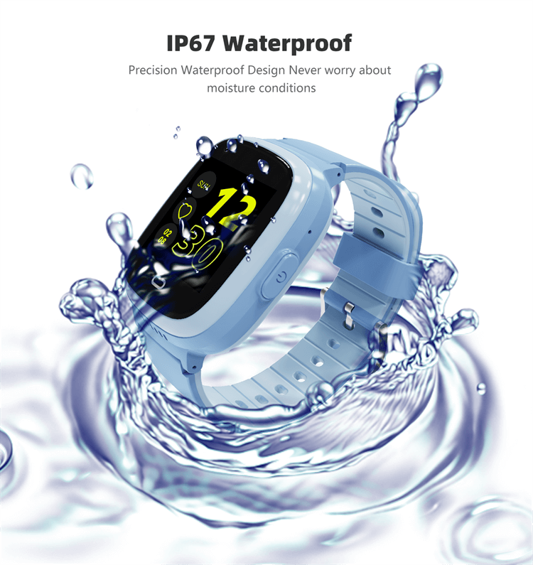 REXQU KidGuard Pro IP67 waterproof kids smartwatch splashed with water
