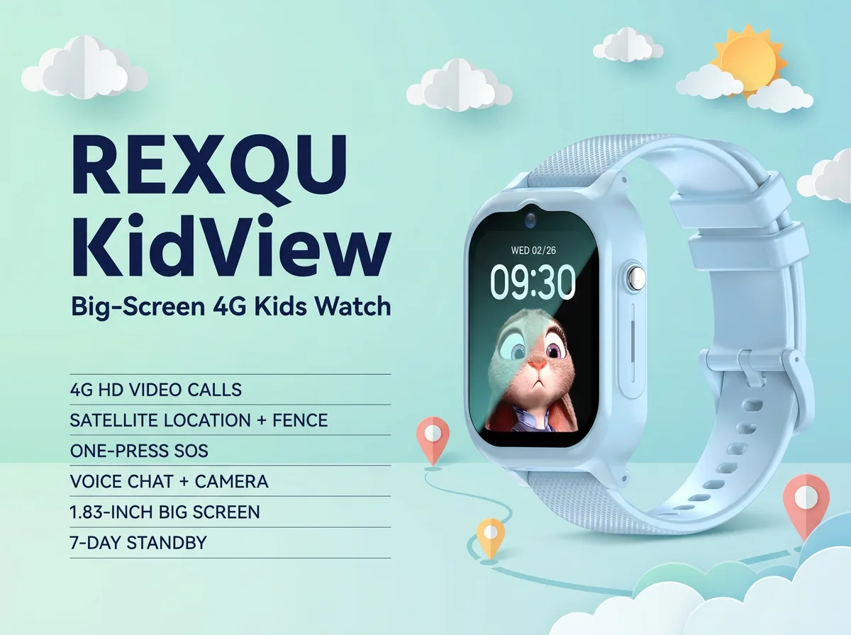REXQU KidView kids 4G smartwatch with big 1.83 inch screen and HD video calls