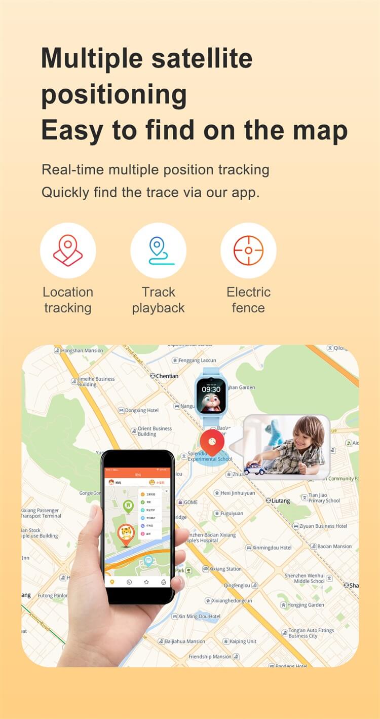 Multi-satellite GPS tracking with track playback for the REXQU KidView kids watch