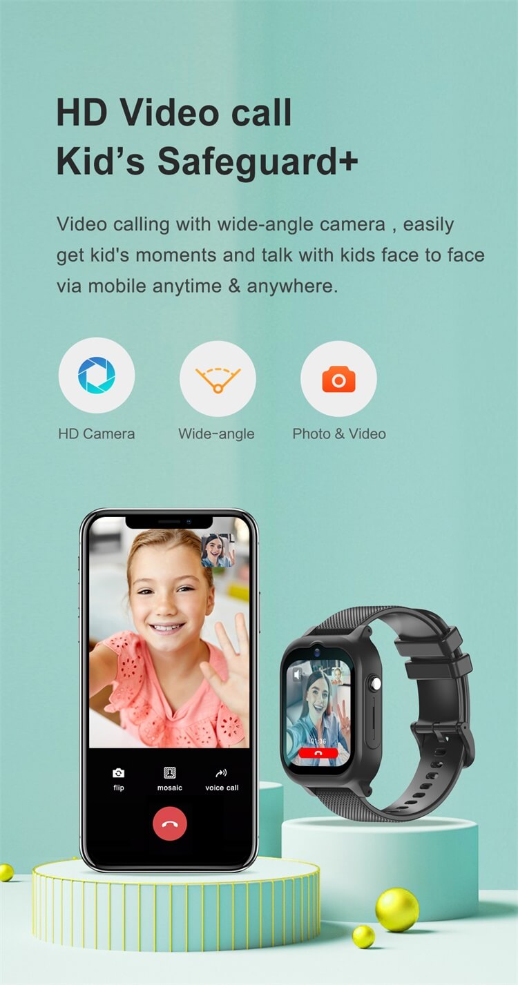 HD video call on the REXQU KidView kids 4G smartwatch with wide-angle camera