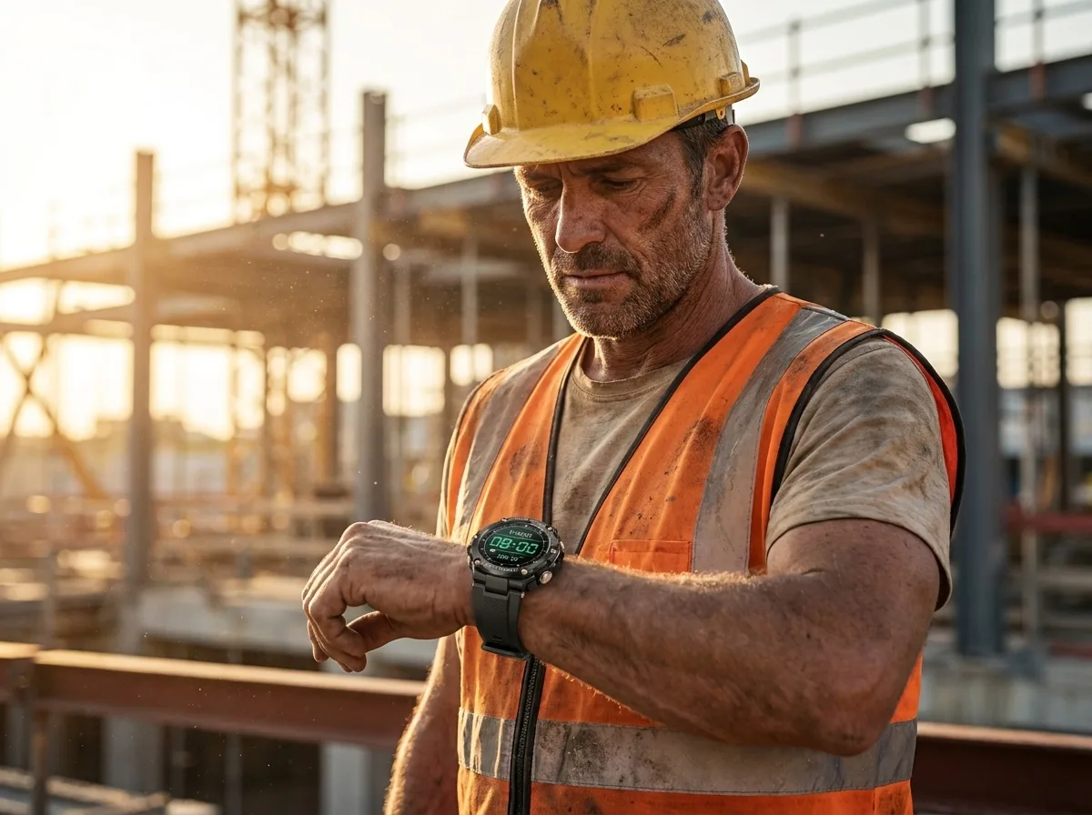 REXQU LifeGuard Pro on a construction site wrist