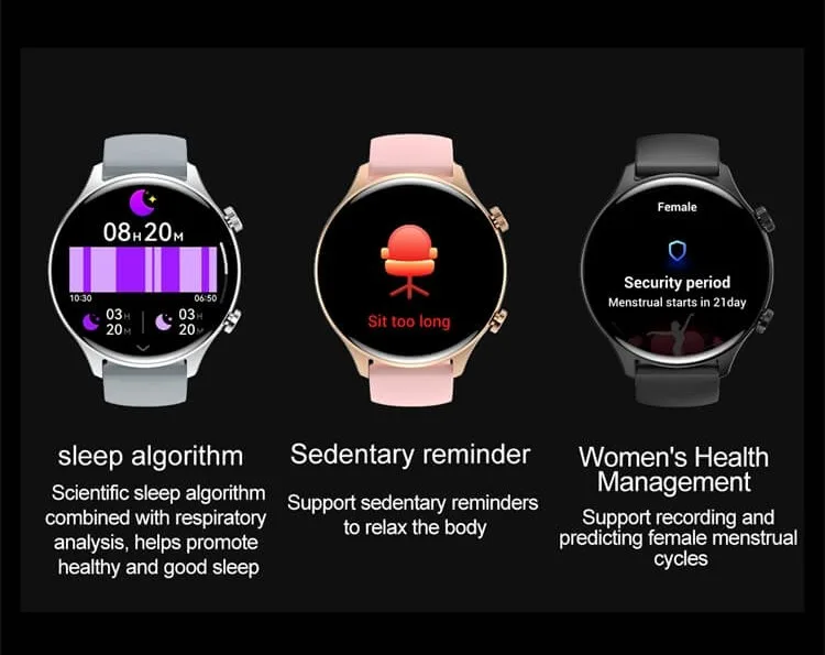 REXQU Meridian sleep algorithm, sedentary reminders and women's health management