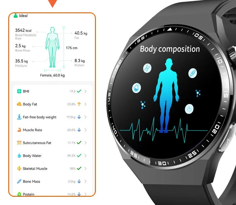 REXQU O2Max body composition analysis — BMI, body fat, muscle rate and more
