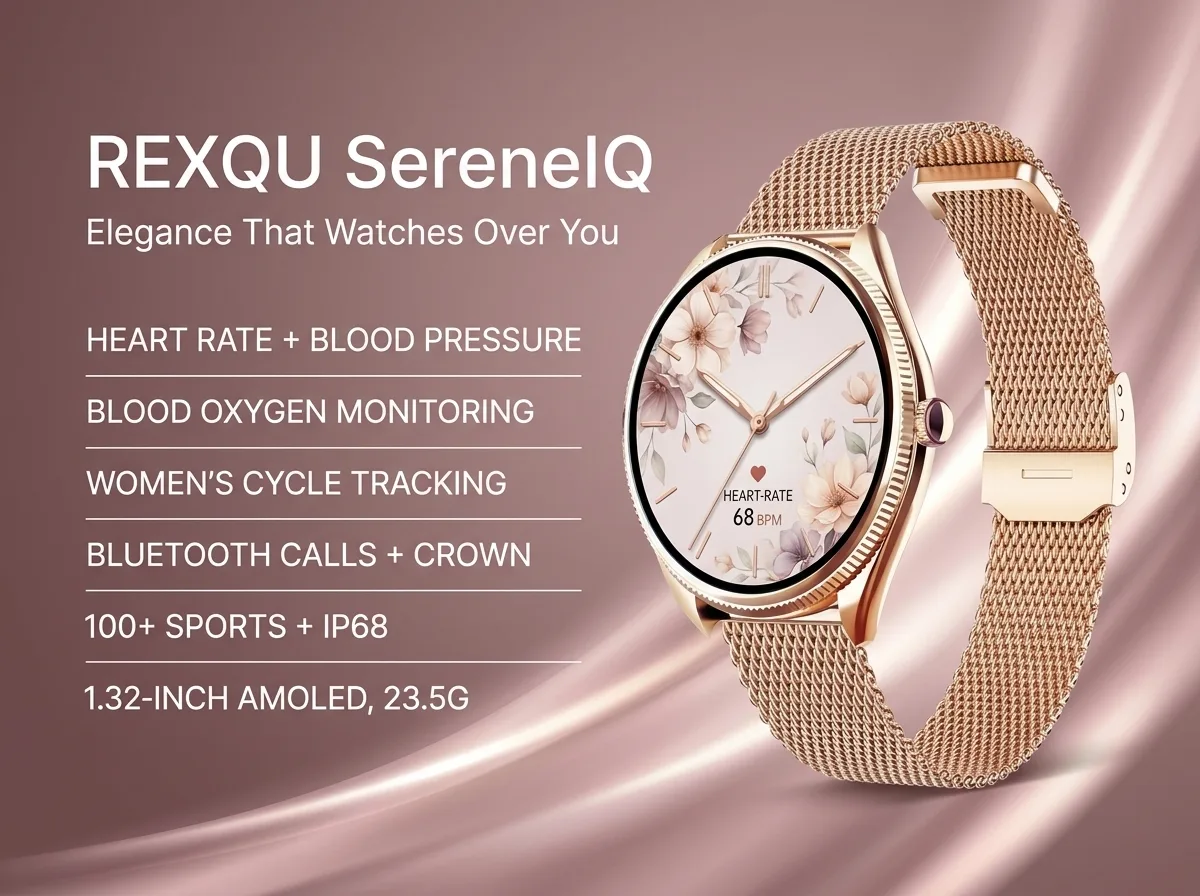 REXQU SereneIQ women’s smartwatch banner
