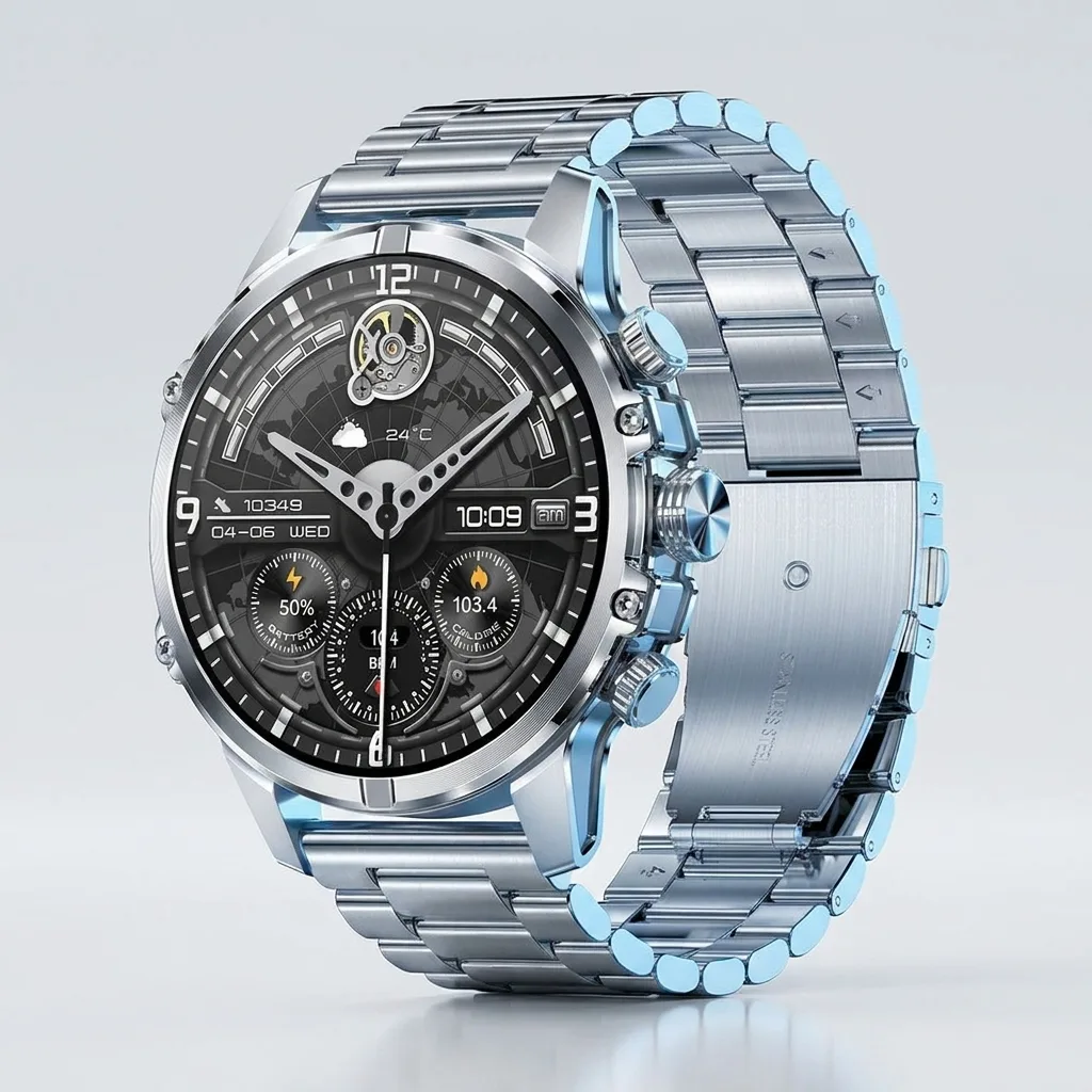 REXQU Spectrum 1.75 inch AMOLED display on steel bracelet