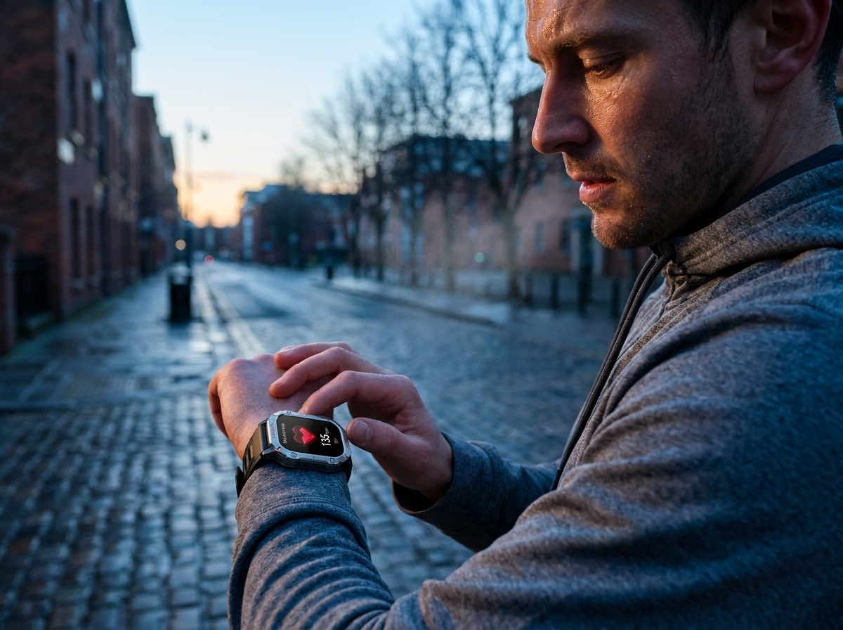 Runner checking heart rate on REXQU VistaMax