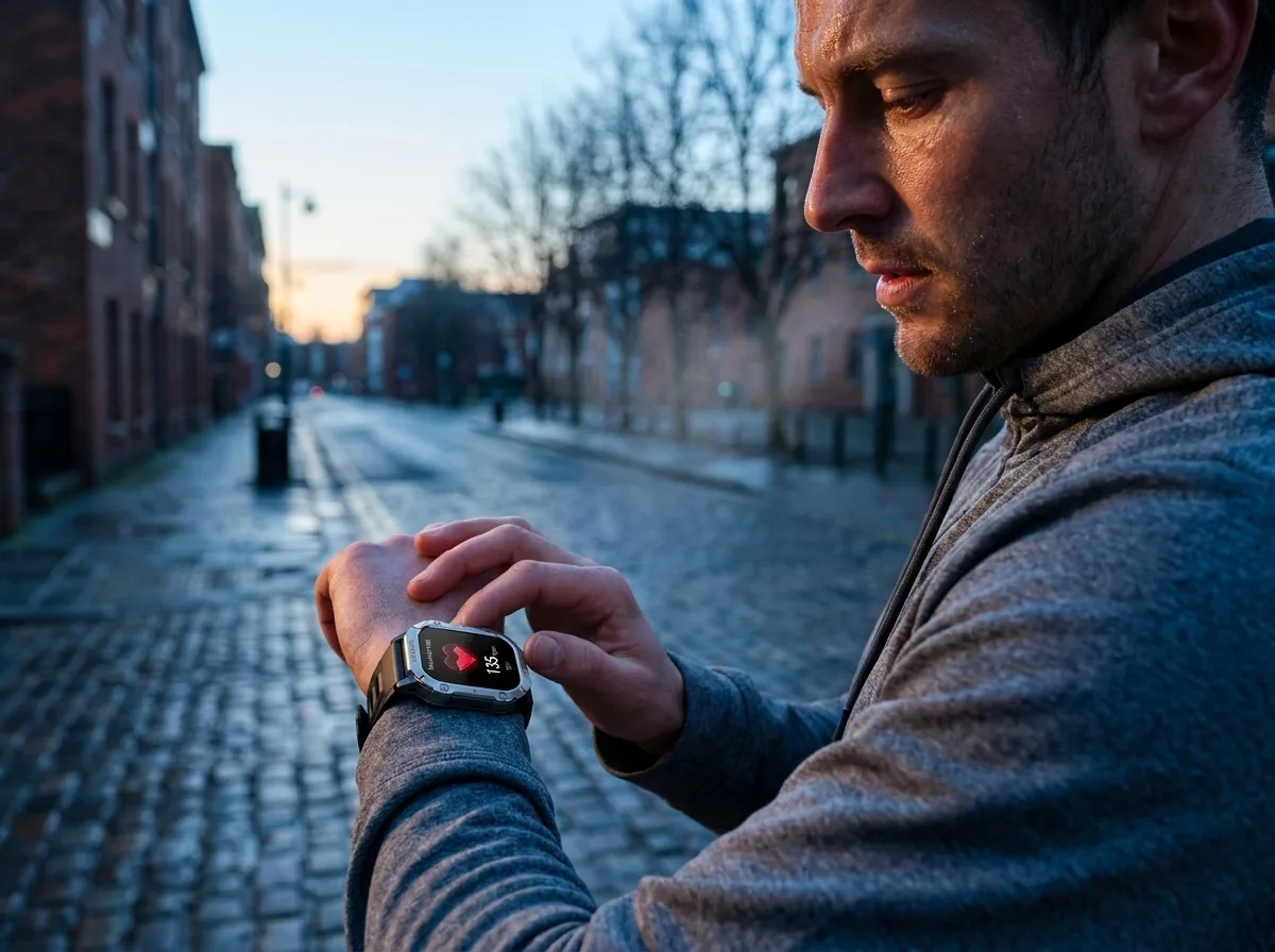 Runner checking heart rate on REXQU VistaMax