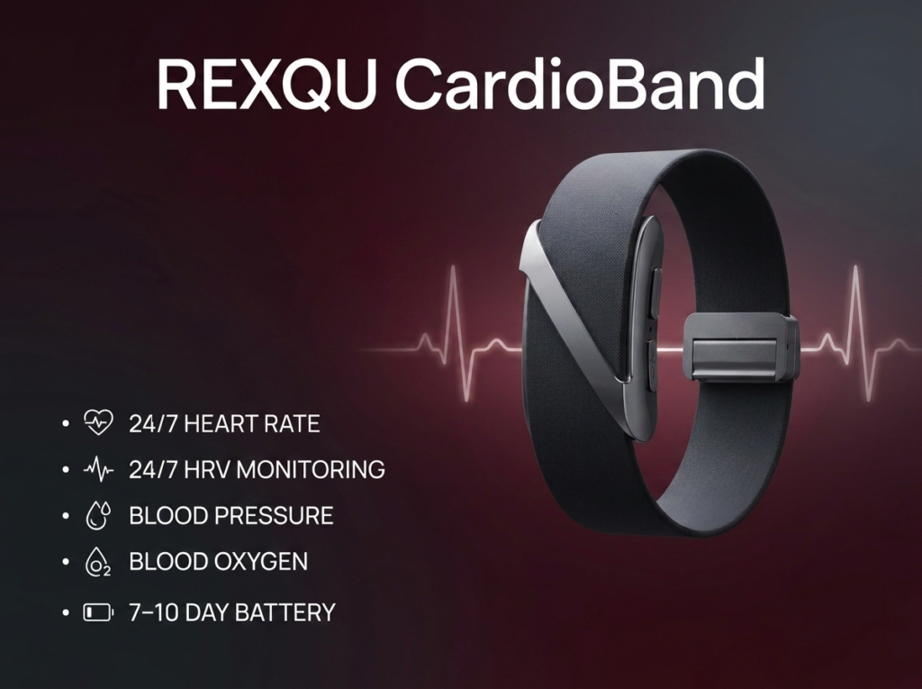 Screenless fitness tracker cycle tracking on the REXQU CardioBand