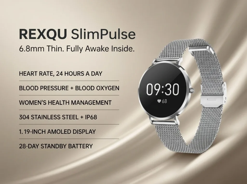 REXQU SlimPulse, a smartwatch for small wrists at just 6.8mm thin