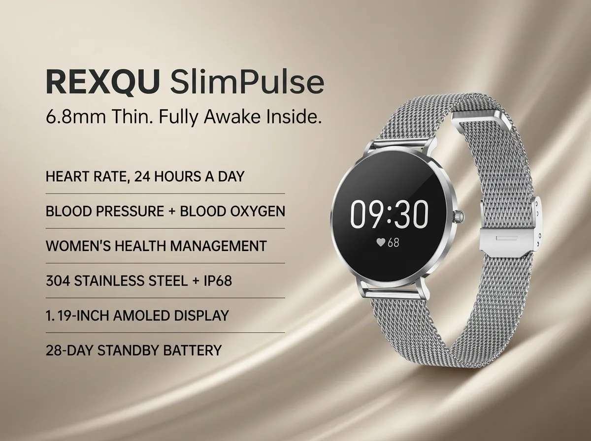 REXQU SlimPulse, a smartwatch for small wrists at just 6.8mm thin